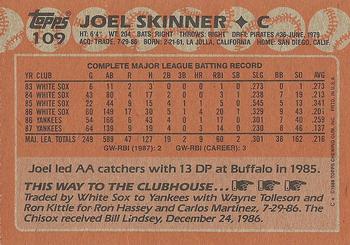 1988 Topps #109 Joel Skinner Back