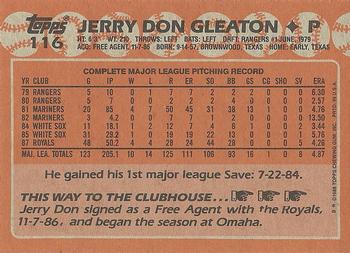 1988 Topps #116 Jerry Don Gleaton Back