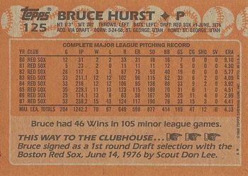 1988 Topps #125 Bruce Hurst Back