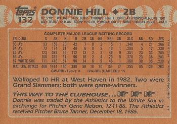 1988 Topps #132 Donnie Hill Back