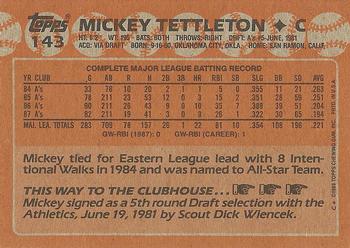 1988 Topps #143 Mickey Tettleton Back