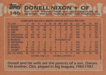 1988 Topps #146 Donell Nixon Back