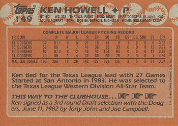 1988 Topps #149 Ken Howell Back