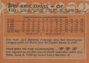 1988 Topps #150 Eric Davis Back