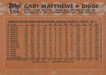 1988 Topps #156 Gary Matthews Back