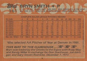 1988 Topps #161 Bryn Smith Back
