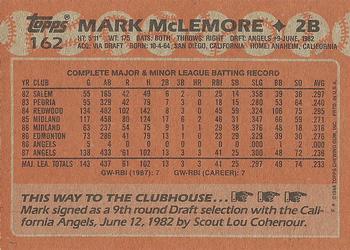 1988 Topps #162 Mark McLemore Back