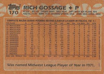 1988 Topps #170 Rich Gossage Back