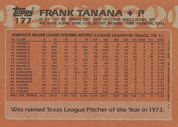1988 Topps #177 Frank Tanana Back