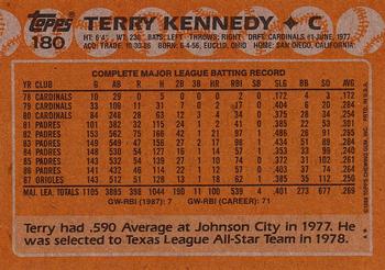 1988 Topps #180 Terry Kennedy Back