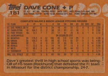 1988 Topps #181 Dave Cone Back
