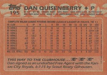 1988 Topps #195 Dan Quisenberry Back