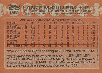 1988 Topps #197 Lance McCullers Back