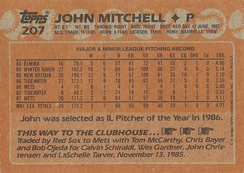 1988 Topps #207 John Mitchell Back