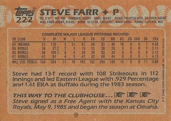 1988 Topps #222 Steve Farr Back