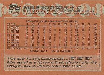 1988 Topps #225 Mike Scioscia Back