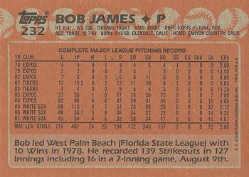 1988 Topps #232 Bob James Back