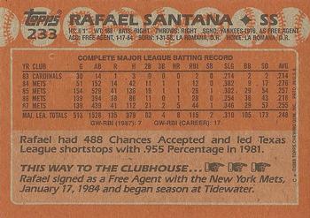 1988 Topps #233 Rafael Santana Back