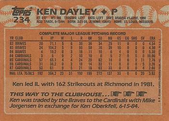 1988 Topps #234 Ken Dayley Back