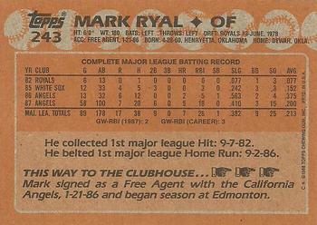 1988 Topps #243 Mark Ryal Back
