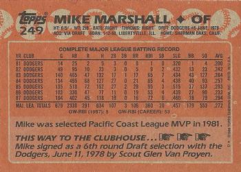 1988 Topps #249 Mike Marshall Back