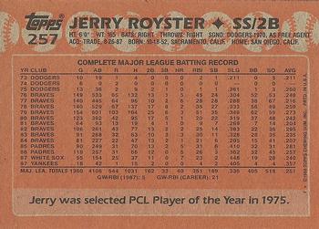1988 Topps #257 Jerry Royster Back