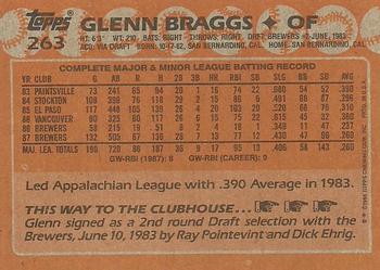 1988 Topps #263 Glenn Braggs Back