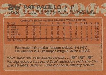 1988 Topps #288 Pat Pacillo Back