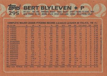 1988 Topps #295 Bert Blyleven Back