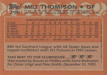 1988 Topps #298 Milt Thompson Back