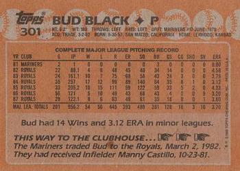 1988 Topps #301 Bud Black Back