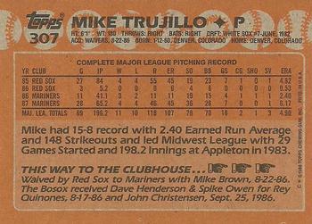 1988 Topps #307 Mike Trujillo Back