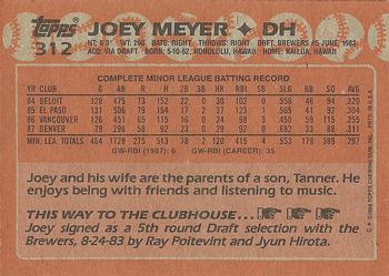 1988 Topps #312 Joey Meyer Back
