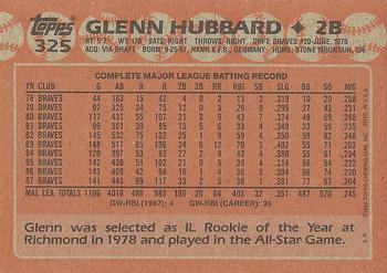 1988 Topps #325 Glenn Hubbard Back