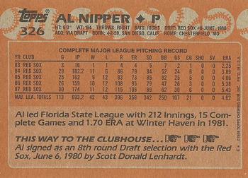 1988 Topps #326 Al Nipper Back