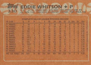 1988 Topps #330 Eddie Whitson Back