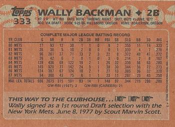 1988 Topps #333 Wally Backman Back