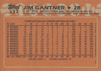 1988 Topps #337 Jim Gantner Back
