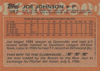 1988 Topps #347 Joe Johnson Back