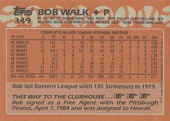1988 Topps #349 Bob Walk Back