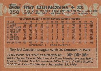 1988 Topps #358 Rey Quinones Back