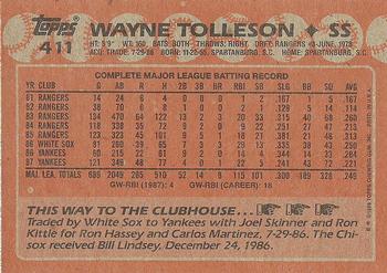 1988 Topps #411 Wayne Tolleson Back