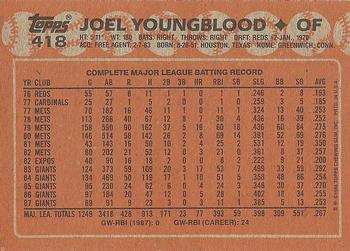 1988 Topps #418 Joel Youngblood Back