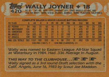 1988 Topps #420 Wally Joyner Back