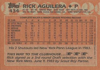 1988 Topps #434 Rick Aguilera Back
