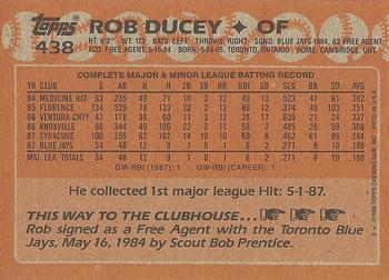 1988 Topps #438 Rob Ducey Back