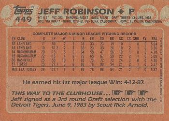 1988 Topps #449 Jeff Robinson Back