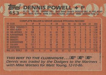 1988 Topps #453 Dennis Powell Back