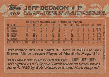 1988 Topps #469 Jeff Dedmon Back