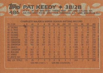 1988 Topps #486 Pat Keedy Back